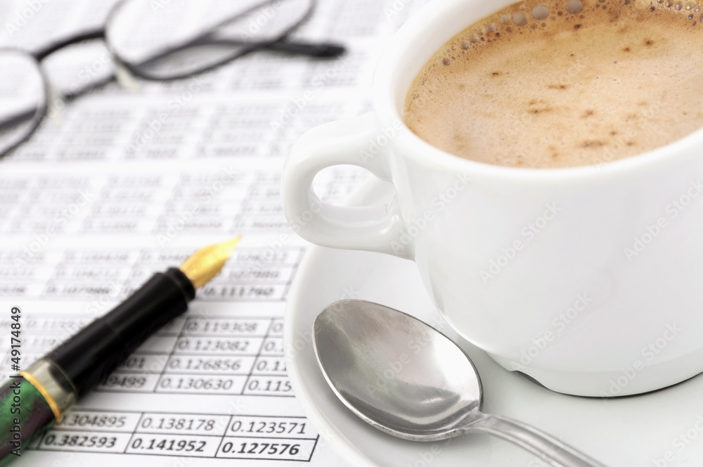 Morning business job with cappuccino Morning business job with cappuccino