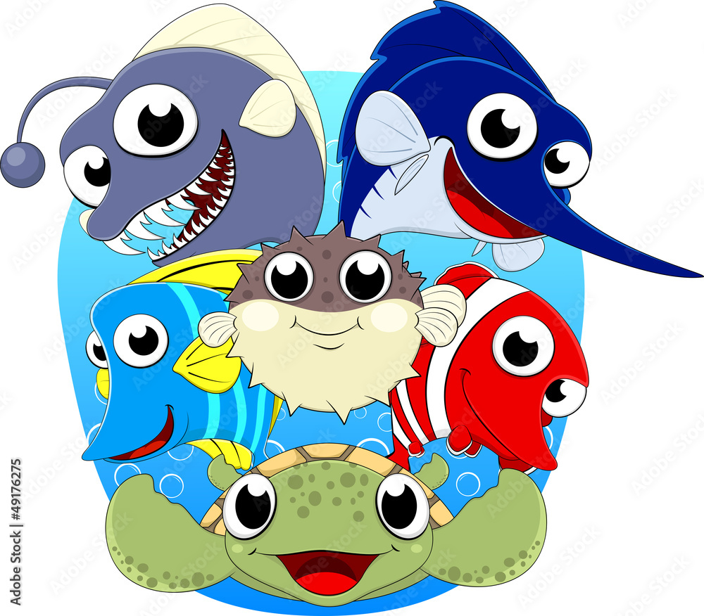 Obraz premium Sea Fish Vector Set series 1