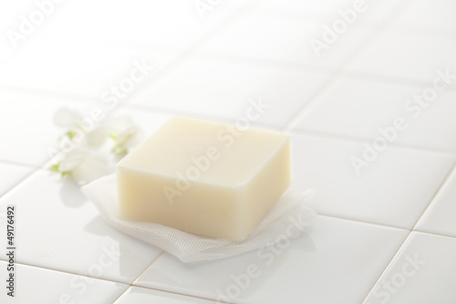 A bath, soap