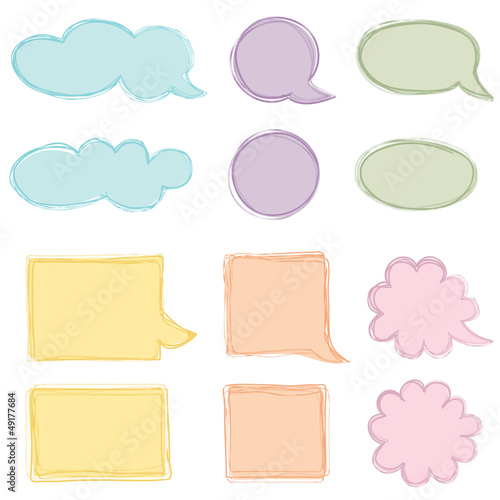 Speech bubbles with calligraphic elements.Vector set