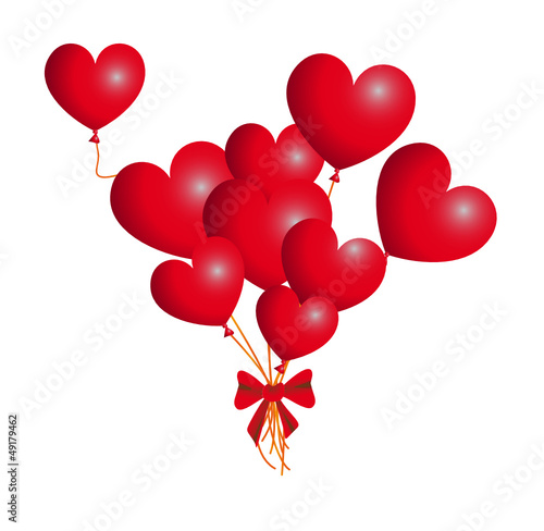 Bouquet Ballons Coeurs Rouges