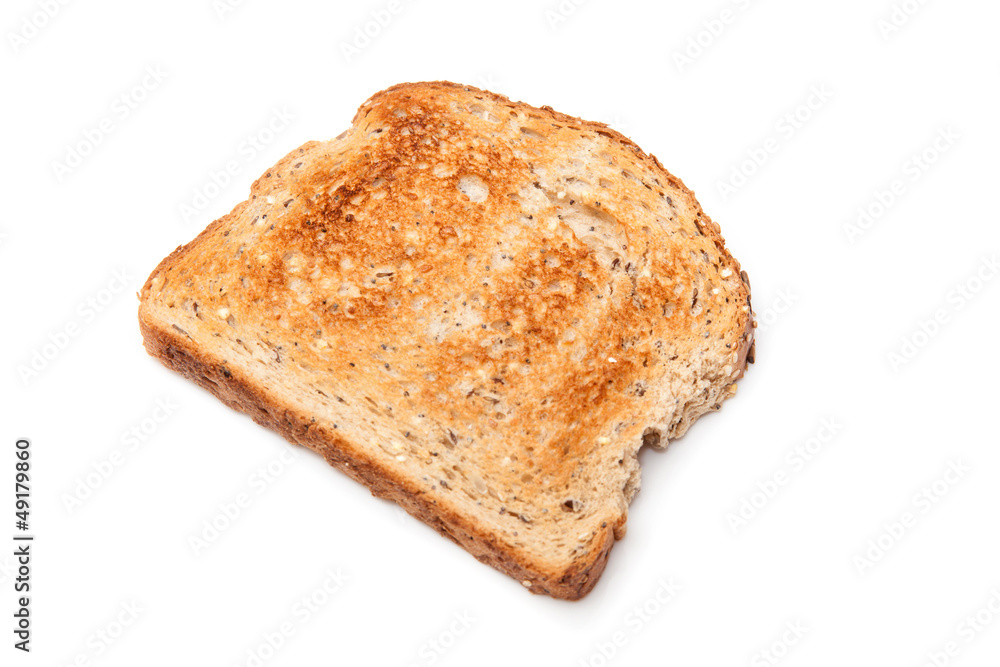 Wholemeal toast isolated on a white studio background.