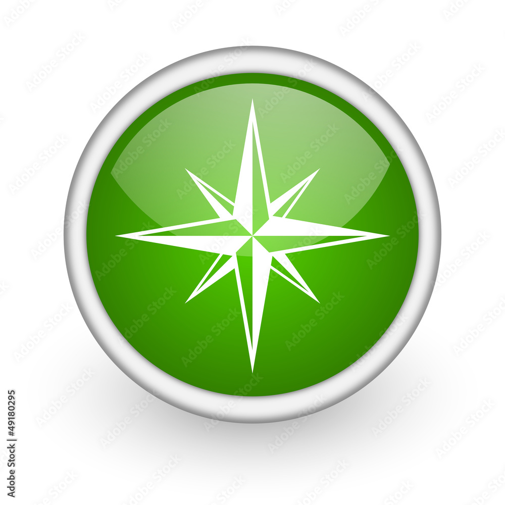 compass green circle glossy web icon on white background compass green circle glossy web icon on white background