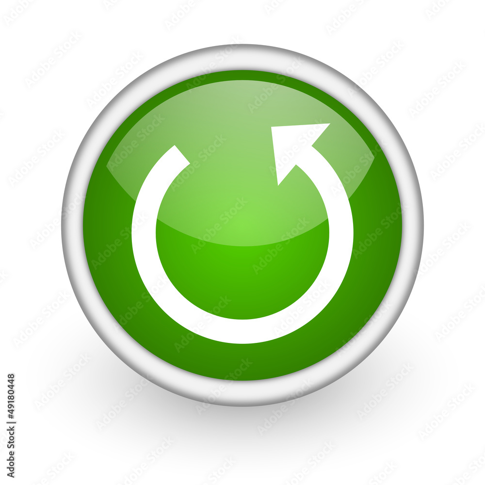 rotate green circle glossy web icon on white background rotate green circle glossy web icon on white background