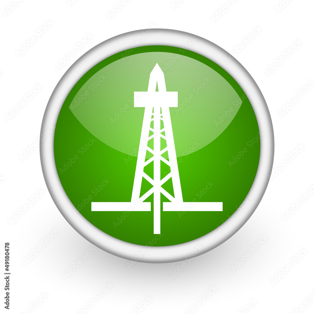 drilling green circle glossy web icon on white background drilling green circle glossy web icon on white background