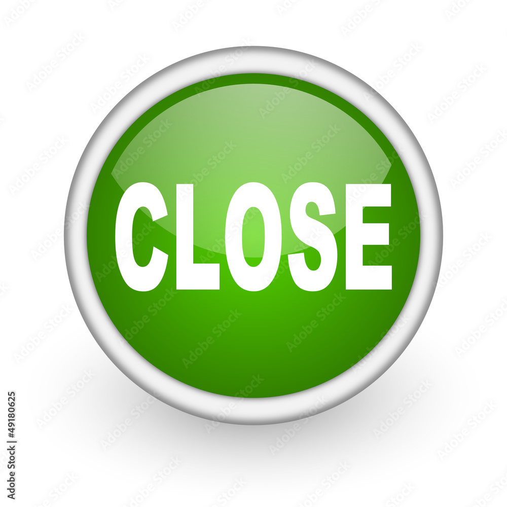close green circle glossy web icon on white background close green circle glossy web icon on white background