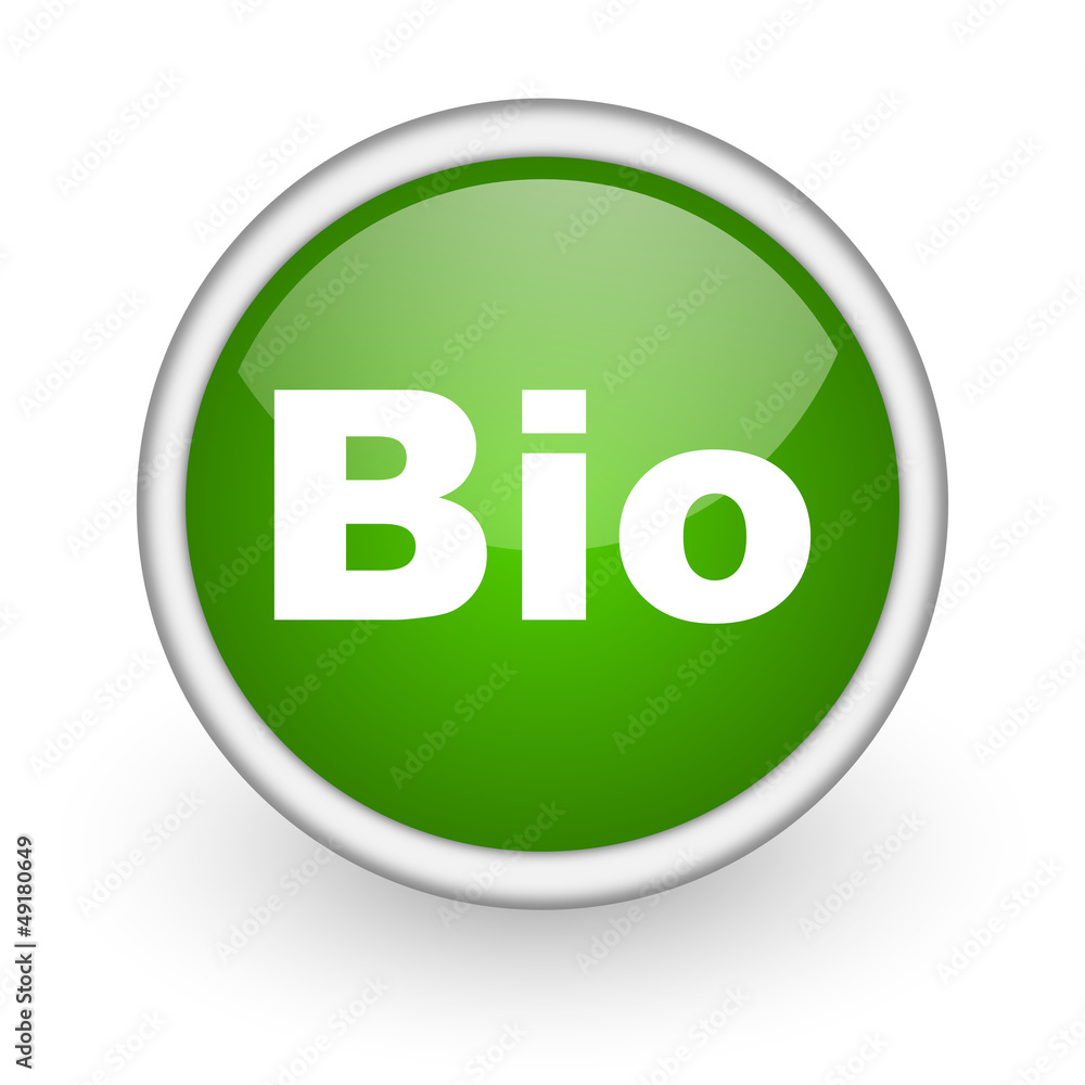 bio green circle glossy web icon on white background bio green circle glossy web icon on white background