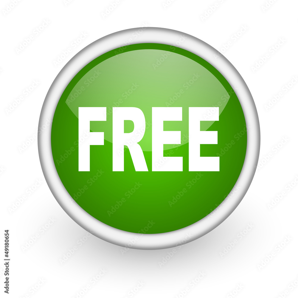 free green circle glossy web icon on white background free green circle glossy web icon on white background
