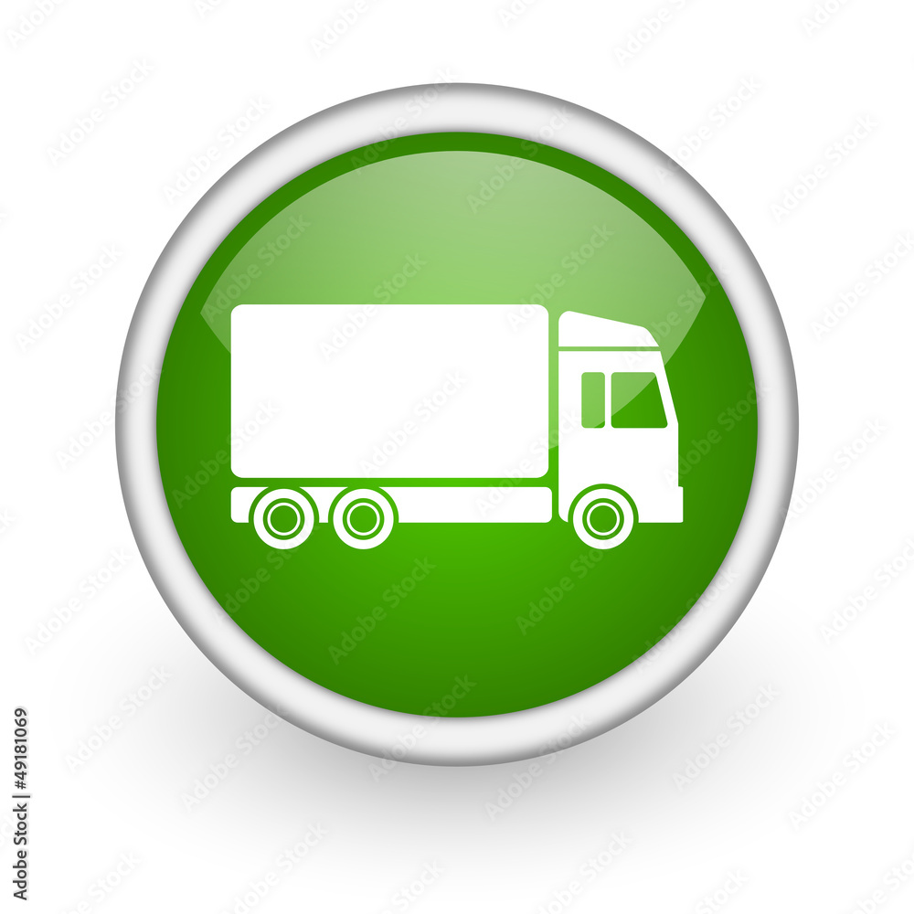 delivery green circle glossy web icon on white background delivery green circle glossy web icon on white background