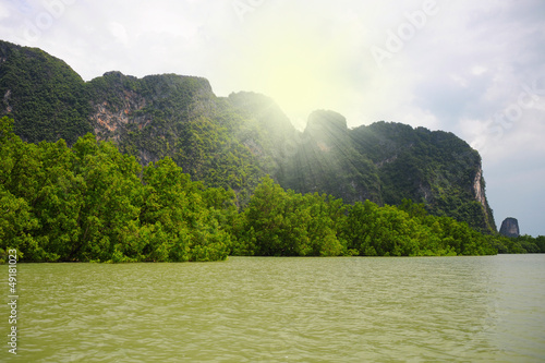 Tropical island in the open sea