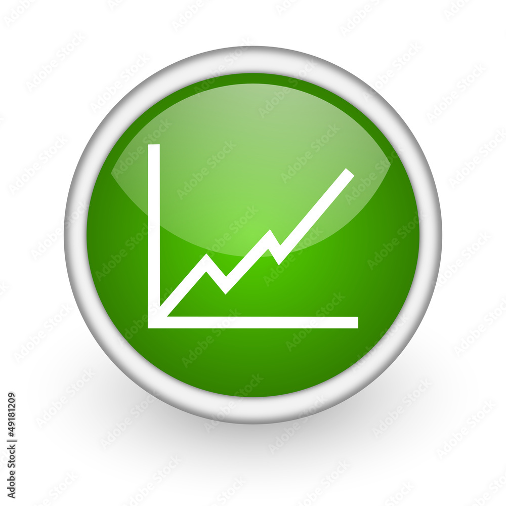 chart green circle glossy web icon on white background chart green circle glossy web icon on white background