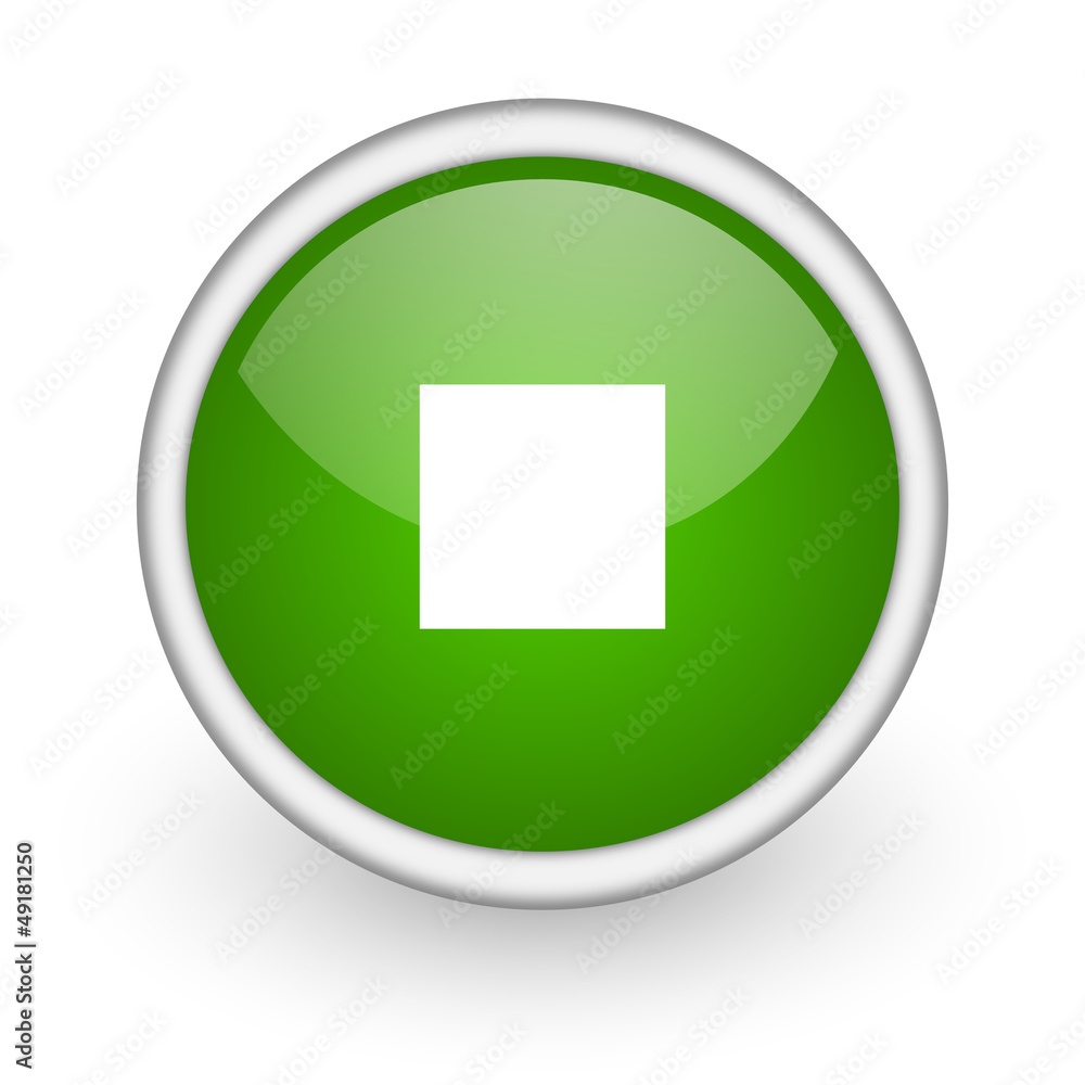 stop green circle glossy web icon on white background stop green circle glossy web icon on white background