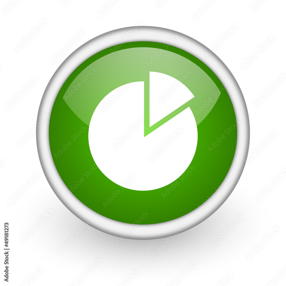 chart green circle glossy web icon on white background chart green circle glossy web icon on white background