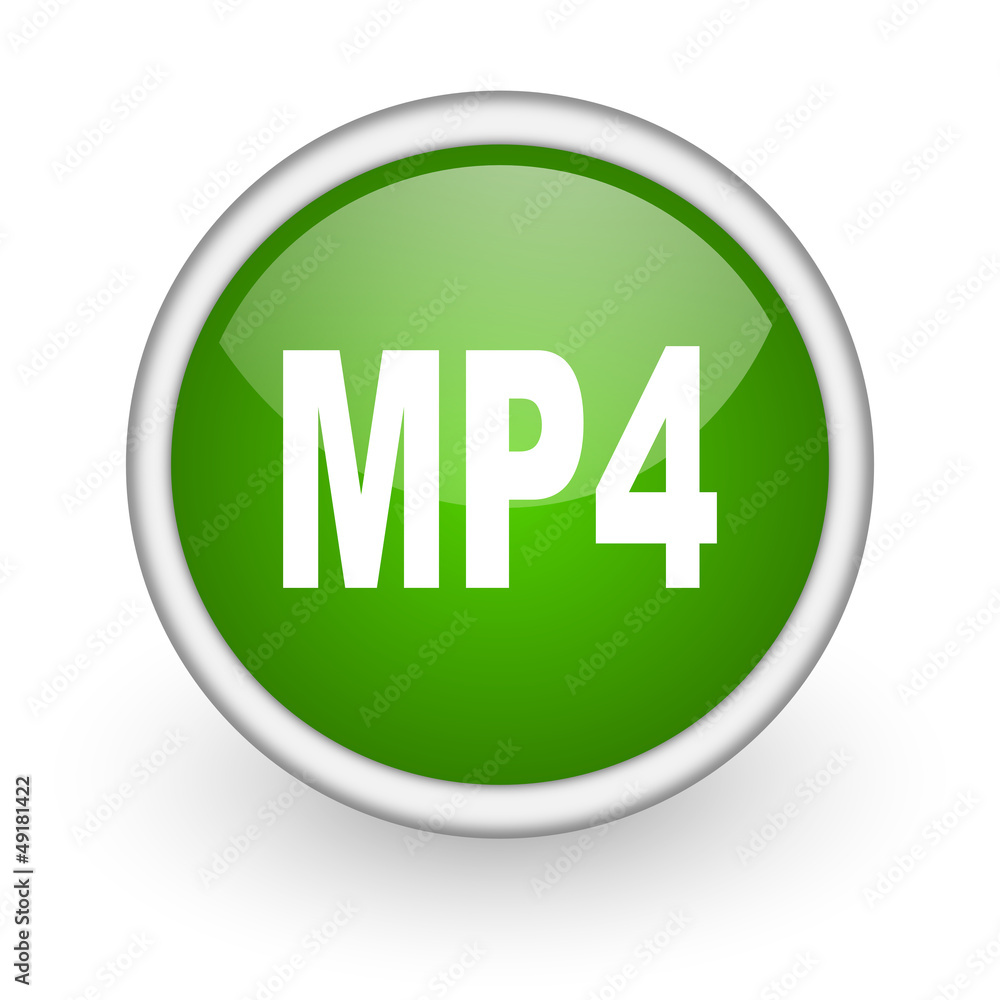 mp4 green circle glossy web icon on white background mp4 green circle glossy web icon on white background