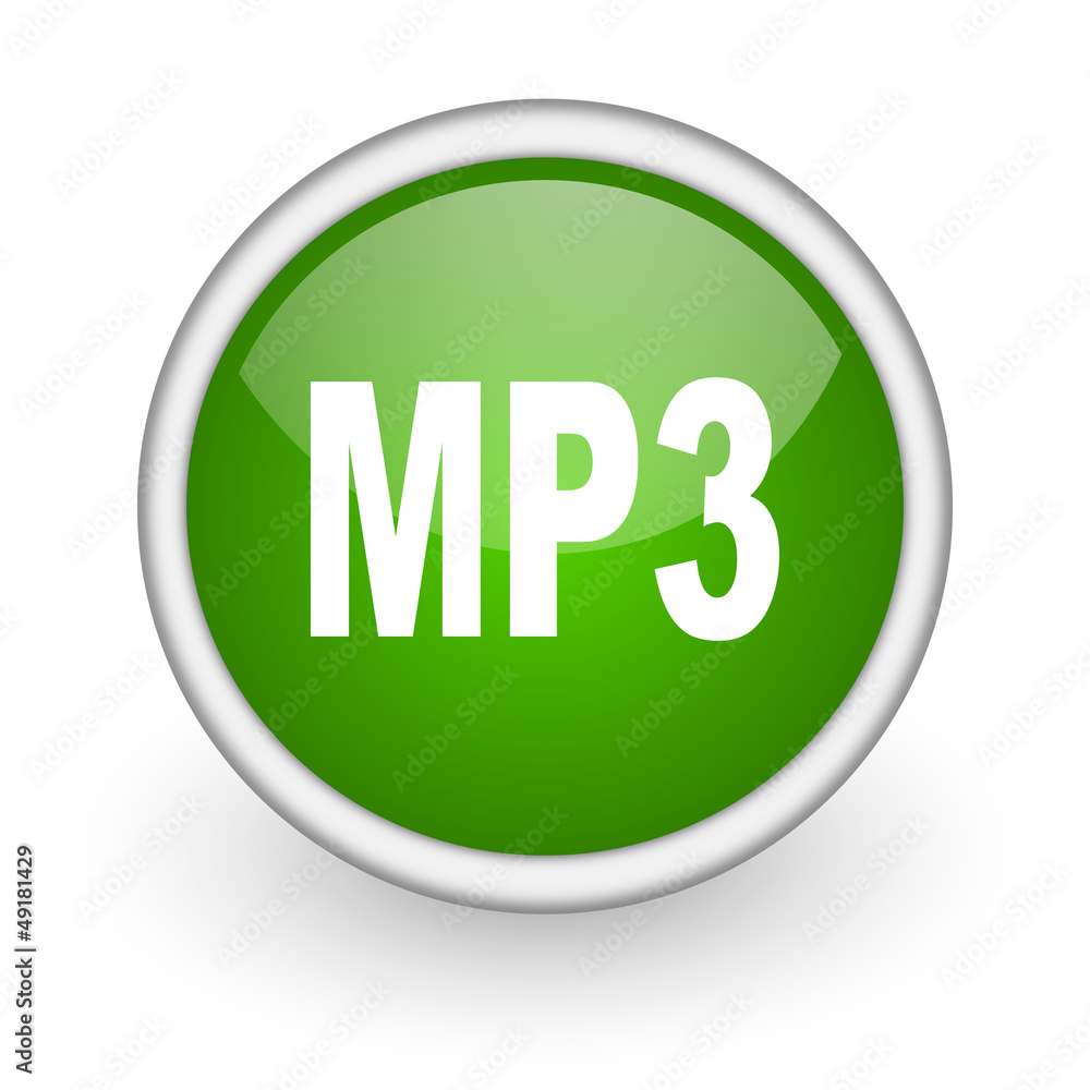 mp3 green circle glossy web icon on white background mp3 green circle glossy web icon on white background