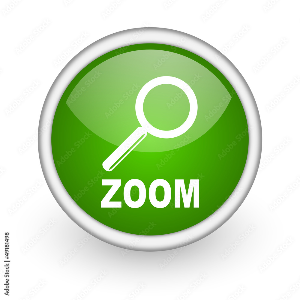 zoom green circle glossy web icon on white background zoom green circle glossy web icon on white background
