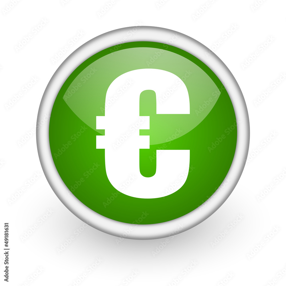 euro green circle glossy web icon on white background euro green circle glossy web icon on white background
