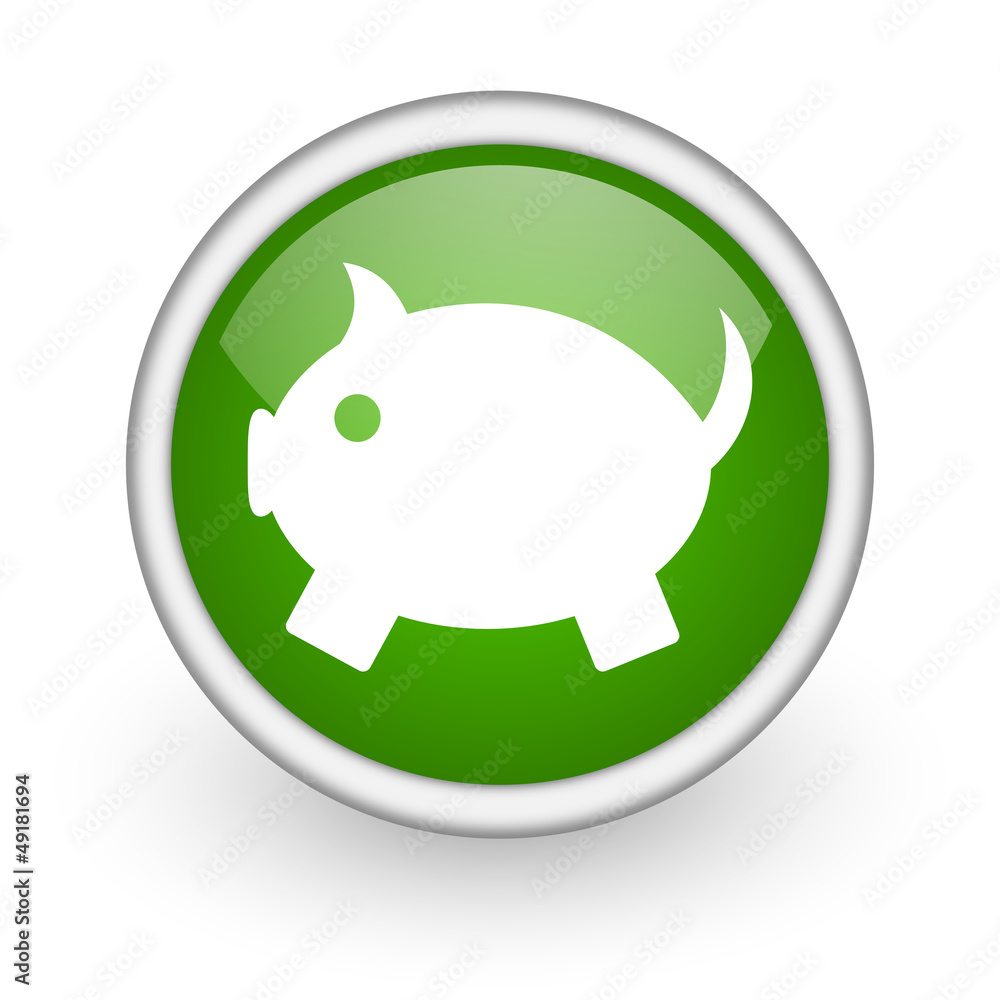 piggy bank green circle glossy web icon on white background piggy bank green circle glossy web icon on white background