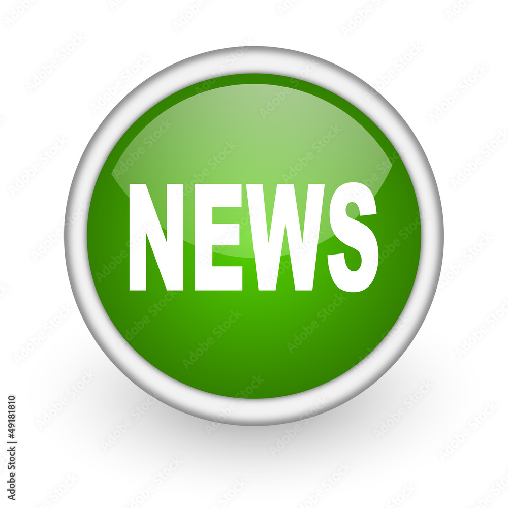 news green circle glossy web icon on white background news green circle glossy web icon on white background