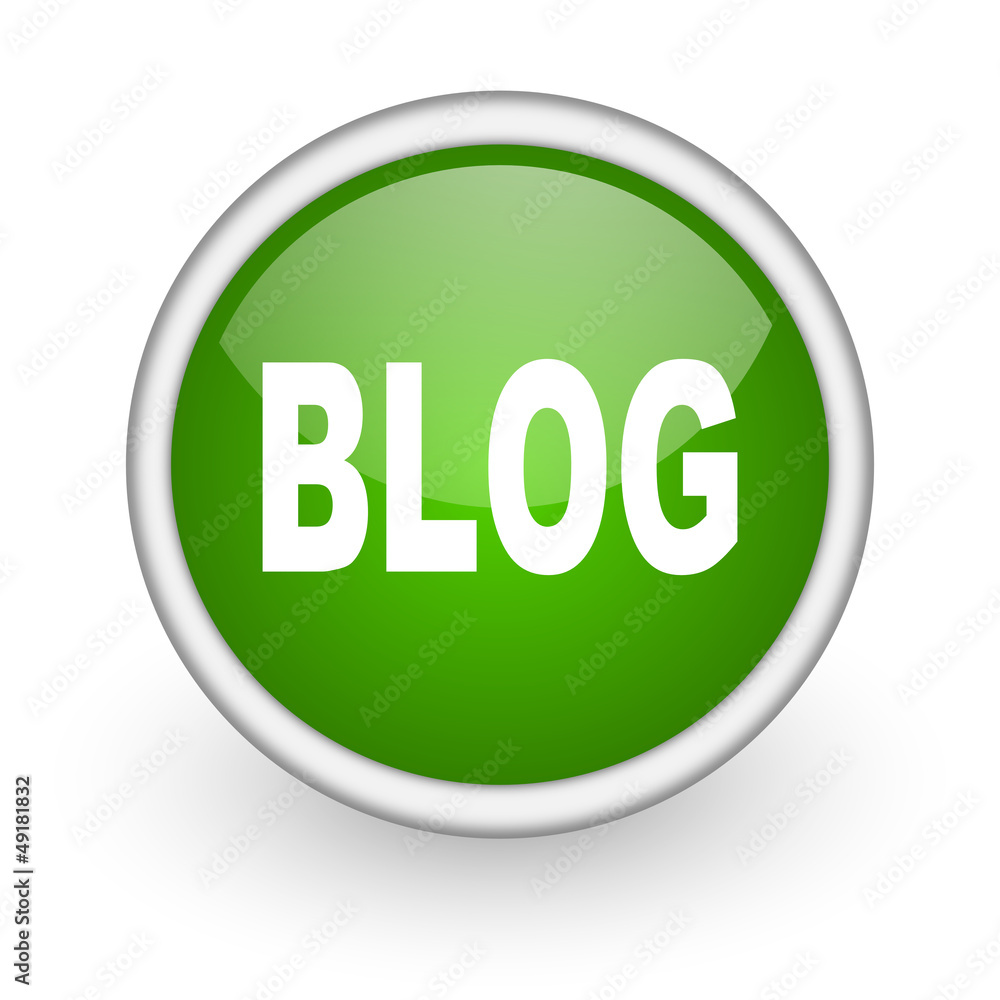 blog green circle glossy web icon on white background blog green circle glossy web icon on white background