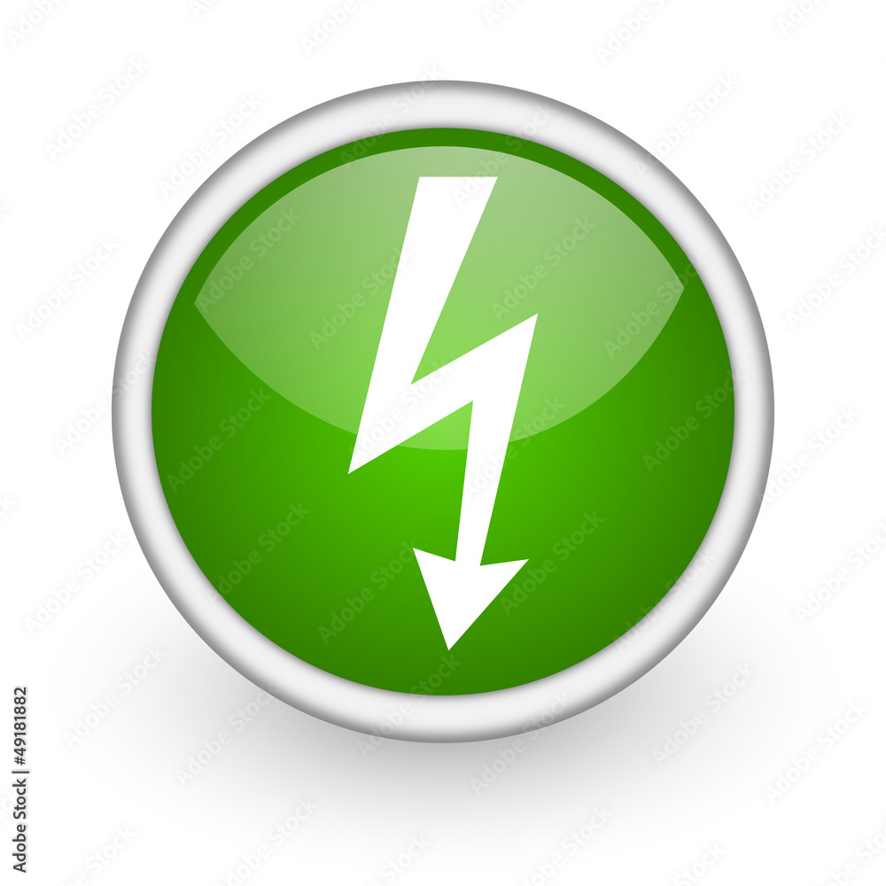 lightning green circle glossy web icon on white background lightning green circle glossy web icon on white background