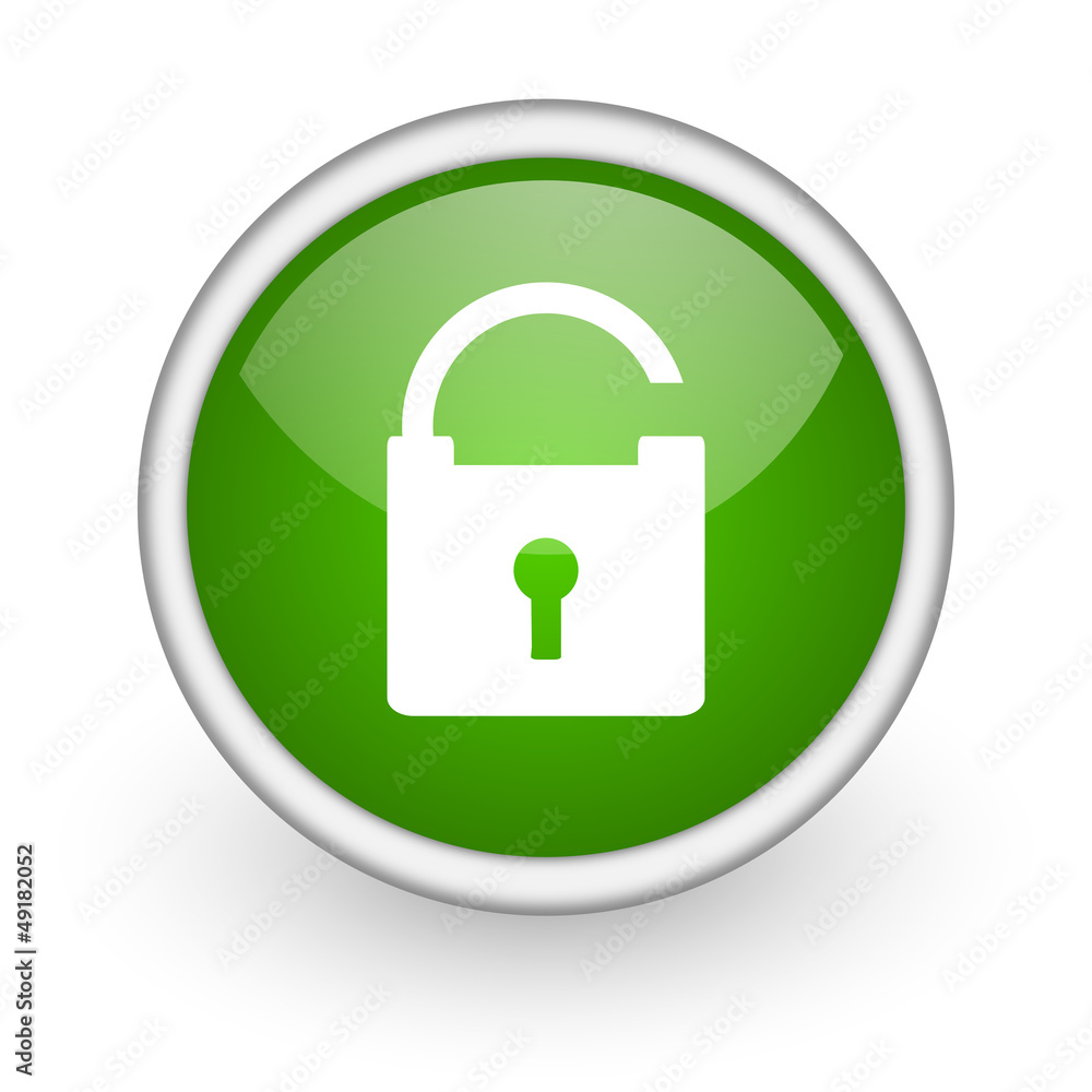 padlock green circle glossy web icon on white background padlock green circle glossy web icon on white background
