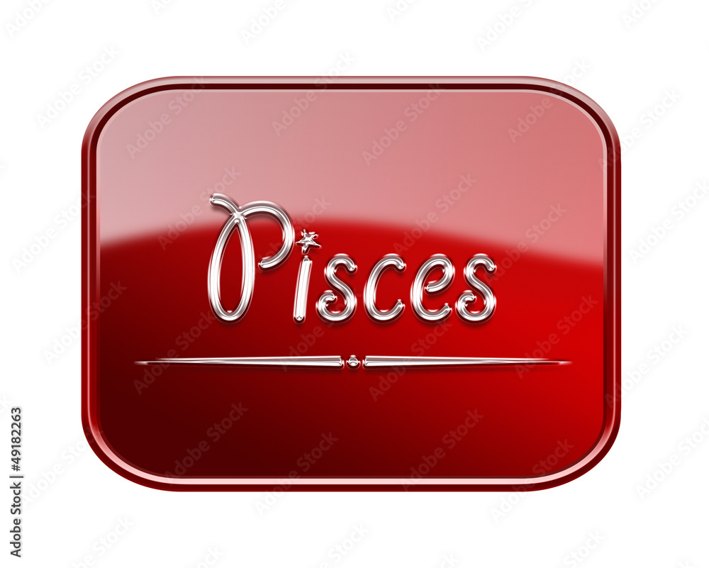 Pisces zodiac icon red glossy, isolated on white background Pisces zodiac icon red glossy, isolated on white background