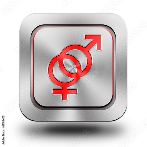 Male & female symbol aluminum glossy icon, button