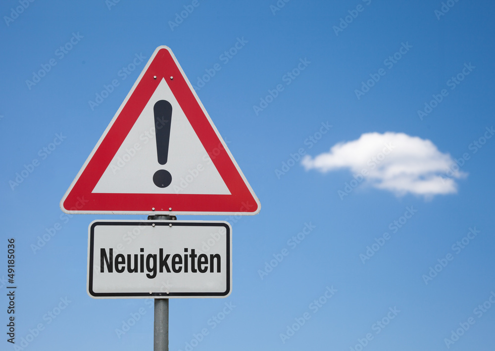 Achtung Schild mit Wolke NEUIGKEITEN Achtung Schild mit Wolke NEUIGKEITEN