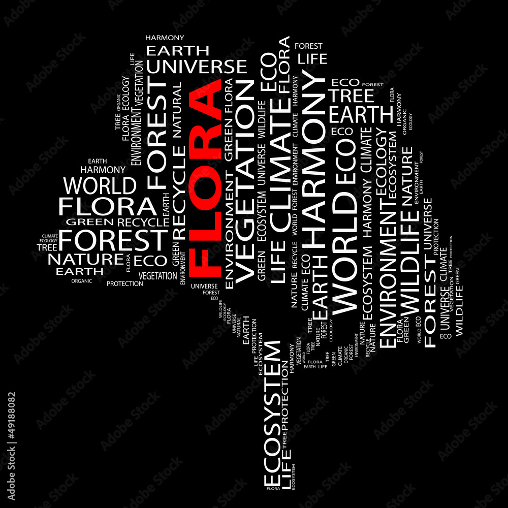 Conceptual white tree of text as wordcloud isolated on black Conceptual white tree of text as wordcloud isolated on black