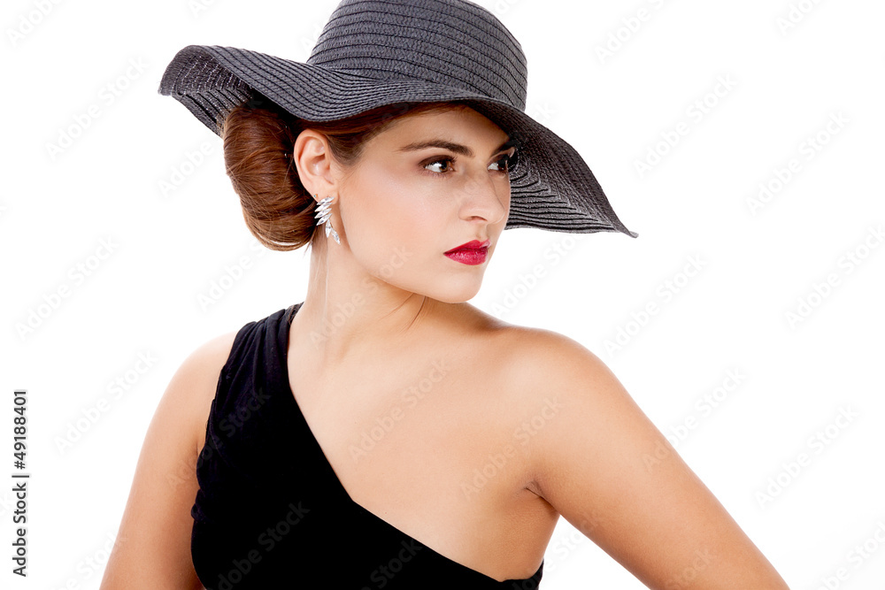glamuröse junge frau mit schwarzem und roten lippen im portrait glamuröse junge frau mit schwarzem und roten lippen im portrait