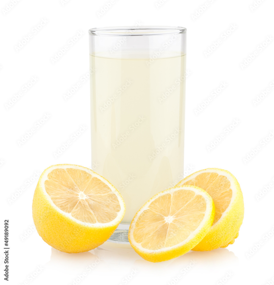Glass of lemon juice with lemons Glass of lemon juice with lemons