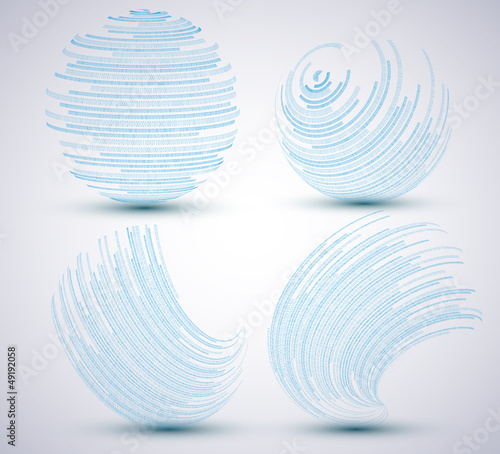 Vector binary sphere set on blue background. Eps10 illustration