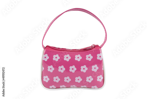 Pink handbag on a white background. Clipping path included.