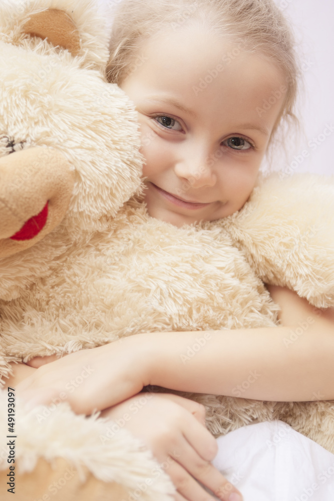 natural close up portrait of little blond girl