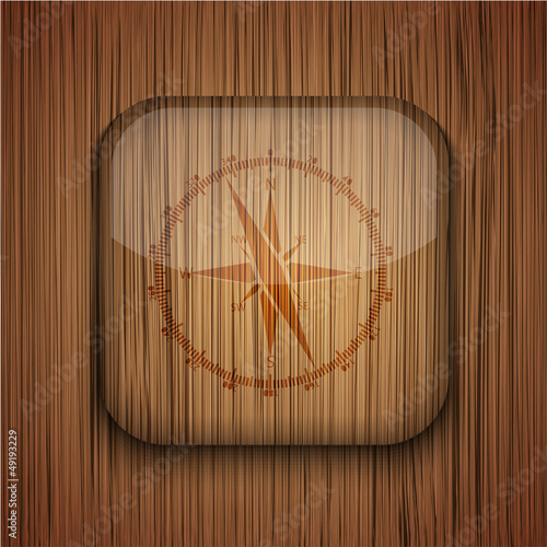 Vector wooden app icon on wooden background. Eps10