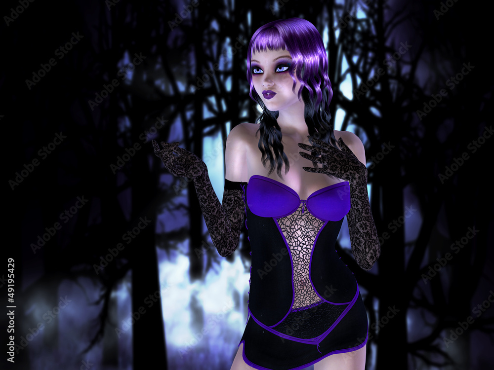 Girl in forest at night Girl in forest at night