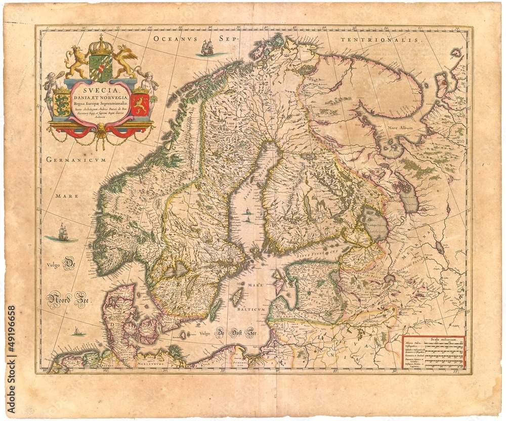 Obraz premium Scandinavia old map