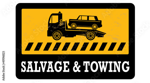 Car salvage and towing sign, vector illustration