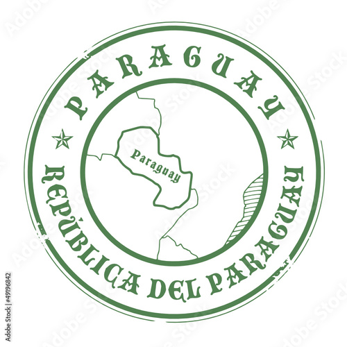 Grunge rubber stamp with the name and map of Paraguay, vector