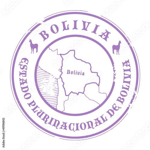 Grunge rubber stamp with the name and map of Bolivia, vector