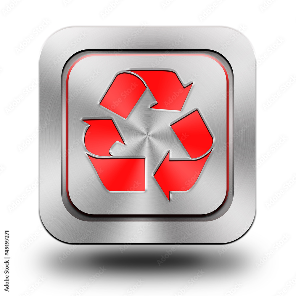 Recycle aluminum glossy icon, button - obrazy, fototapety, plakaty 