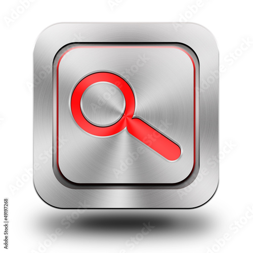 Search aluminum glossy icon, button