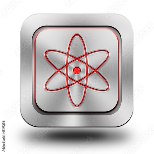 Nuclear aluminum glossy icon, button