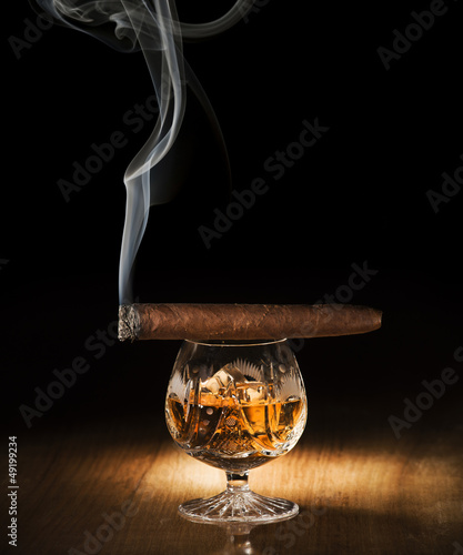 Canvas Print Cognac and cigar