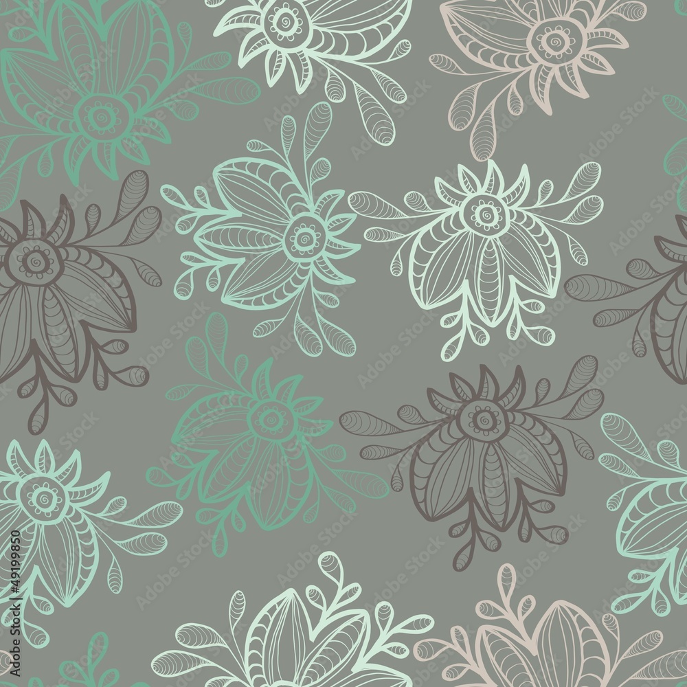 Hand drawn seamless floral pattern Hand drawn seamless floral pattern