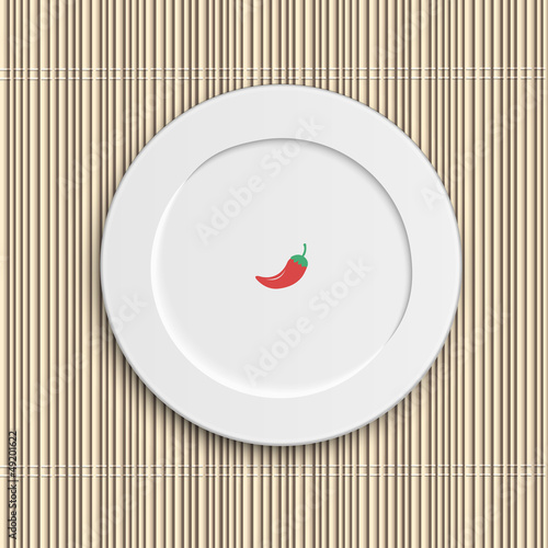 Dinner plate on bamboo napkin
