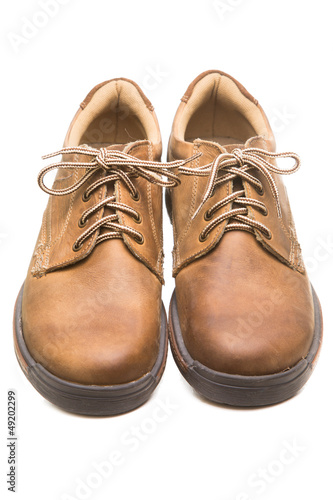 two leather boots isolated on white