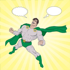 Stickers Superhelden Lachende superheld met rode cape  © williamrobson