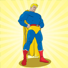 Stickers Superhelden Krachtige superheld met rode mantel  © williamrobson